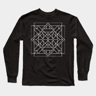 White and Black Art Deco Geometric Triangular Tile Design Long Sleeve T-Shirt